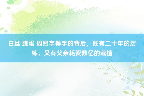 白丝 跳蛋 周冠宇得手的背后，既有二十年的历练，又有父亲耗资数亿的栽植