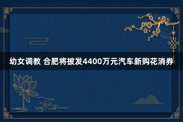 幼女调教 合肥将披发4400万元汽车新购花消券